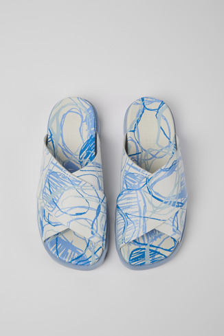 Alternative image of K100775-004 - Brutus Sandal - Sandalo da uomo in pelle stampata bianco e blu