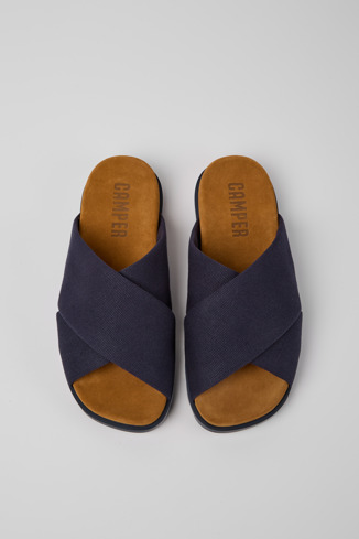 Overhead view of Brutus Sandal Blue recycled cotton sandals for men