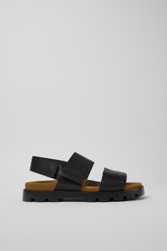 Side view of Brutus Sandal Black leather sandals for men