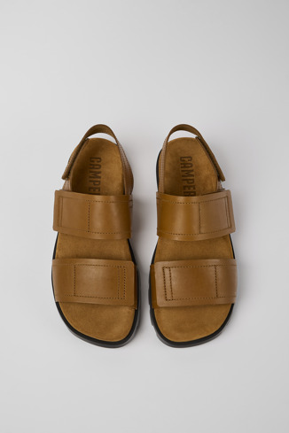 Overhead view of Brutus Sandal Brown leather sandals for men