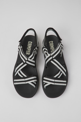 Overhead view of Match Black and white textile sandals for men
