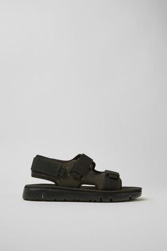 Side view of Oruga Black and grey TENCEL® Lyocell sandals for men