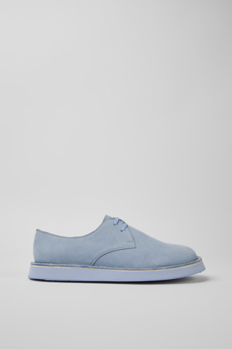 Side view of Brothers Polze Blue leather shoes for men