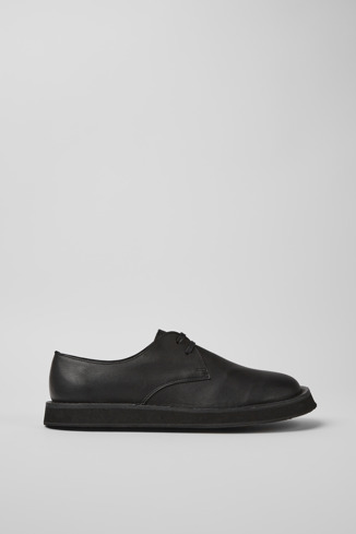 Side view of Brothers Polze Black leather shoes for men