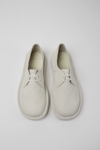 Overhead view of Brothers Polze White leather shoes for men