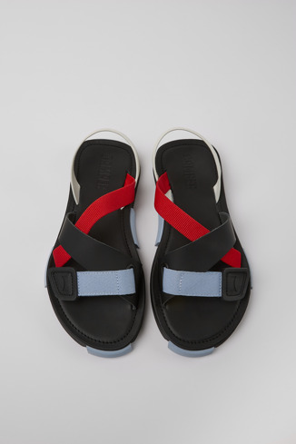 Alternative image of K100798-005 - Set - Sandalo da uomo in pelle rosso, bianco e nero