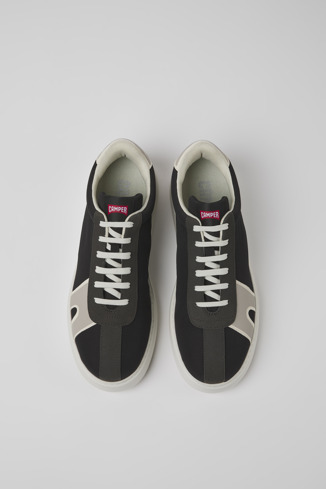 Overhead view of Runner K21 Black, grey, and white sneakers for men
