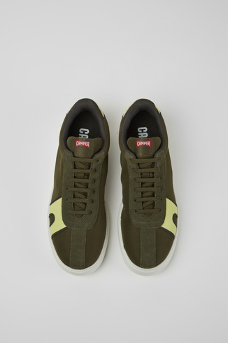 Overhead view of Runner K21 Green and yellow sneakers for men