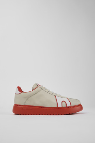 Side view of Runner K21 Gray and red textile and nubuck sneakers for men