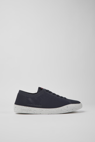 Side view of Peu Touring Blue textile sneakers for men