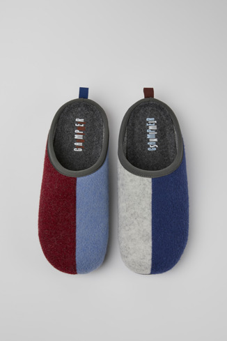 Overhead view of Twins Multicolored wool men’s slippers