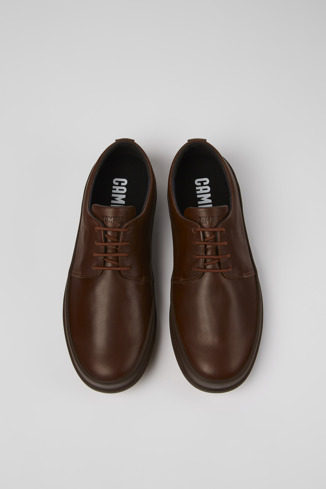 Overhead view of Chasis Brown leather shoes for men