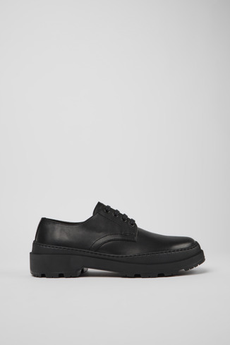 Side view of Brutus Trek Black leather shoes for men