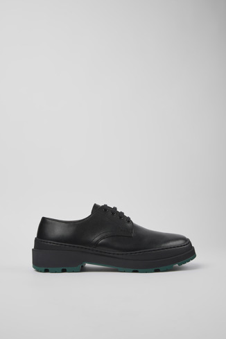 Side view of Brutus Trek Black leather shoes for men