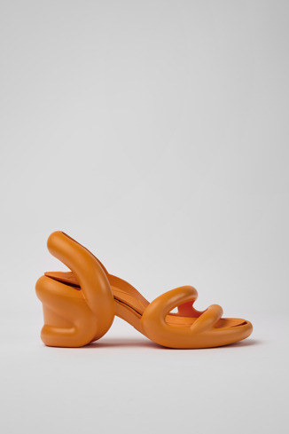 Side view of Kobarah Orange unisex sandals
