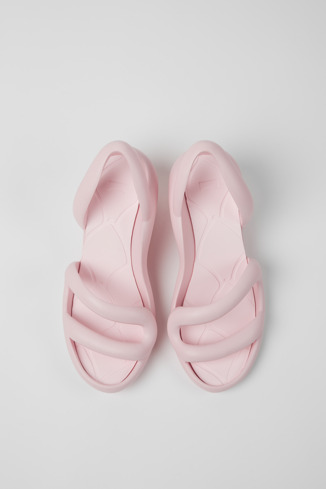 Overhead view of Kobarah Pastel Pink unisex sandals