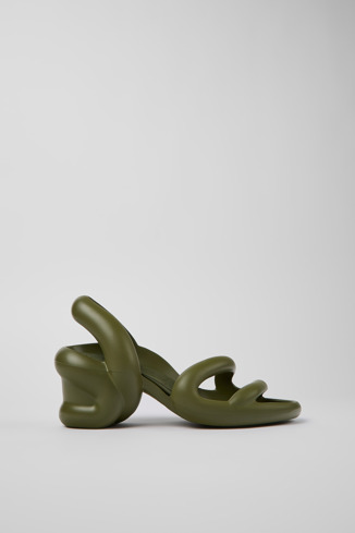 Side view of Kobarah Green Synthetic Sandal for Men