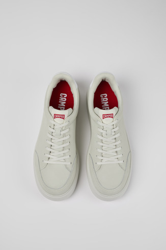 Overhead view of Runner K21 White non-dyed leather sneakers for men