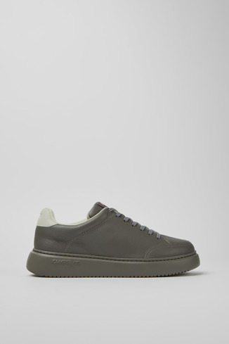 Side view of Runner K21 Gray leather sneakers for men