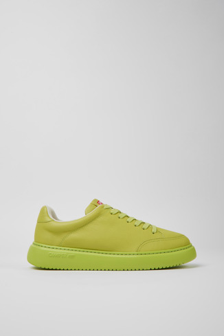 Side view of Runner K21 Green leather sneakers for men