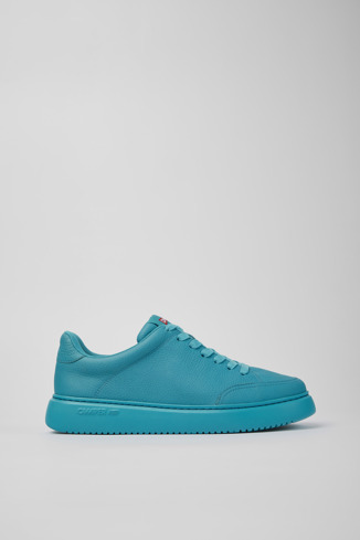 Side view of Runner K21 Blue leather sneakers for men