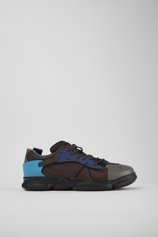 Side view of Twins Multicolored leather and textile sneakers for men
