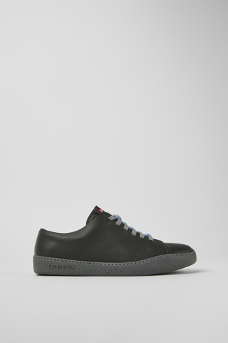 Side view of Twins Gray leather sneakers for men