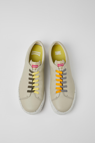 Overhead view of Twins Gray leather sneakers for men