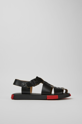 K100859-001 - Set - Black leather sandals for men