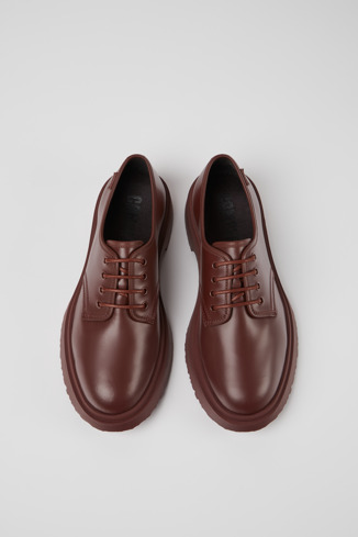 Overhead view of Walden Burgundy leather lace-up shoes for men