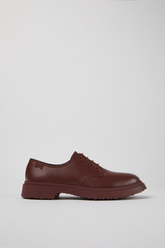 Side view of Walden Burgundy leather lace-up shoes for men
