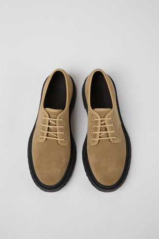 Overhead view of Walden Beige leather shoes for men