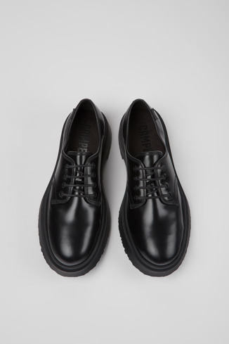 Overhead view of Walden Black leather shoes for men