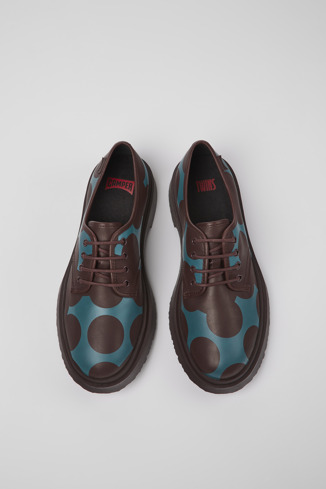 Twins Bordowo-niebieskie skórzane buty męskie