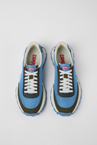 Overhead view of Drift Trail Blue textile and nubuck sneakers for men