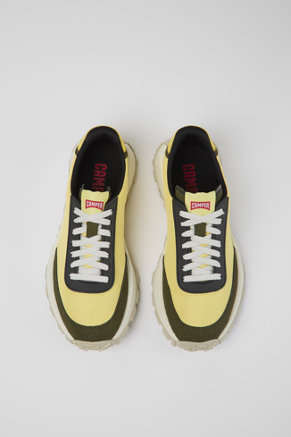 Overhead view of Drift Trail Yellow textile and nubuck sneakers for men