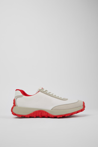 Side view of Drift Trail VIBRAM White recycled PET and nubuck sneakers for men