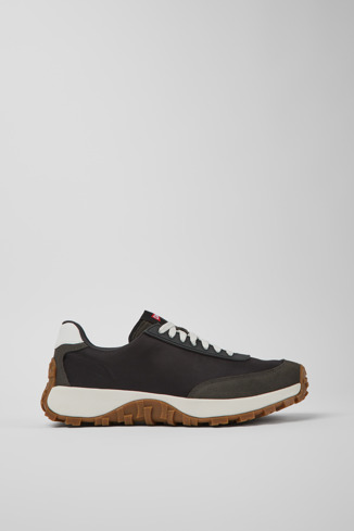 Side view of Drift Trail VIBRAM Black recycled PET and nubuck sneakers for men