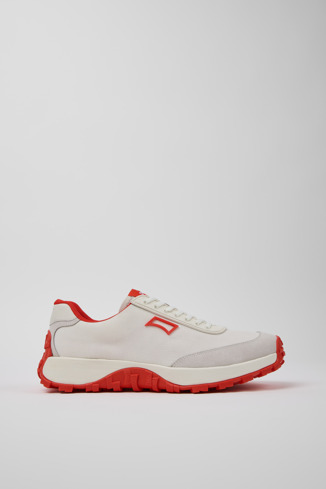 Side view of Drift Trail VIBRAM White Recycled PET and Nubuck Sneakers for Men.