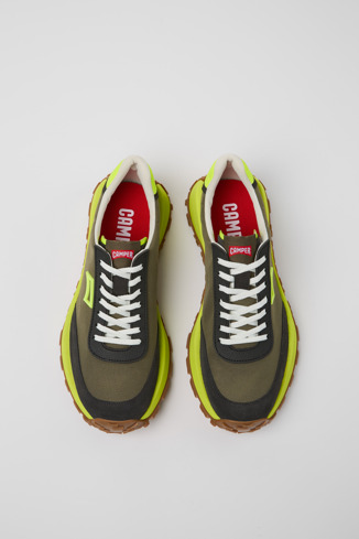 Overhead view of Drift Trail VIBRAM Multicolor Recycled PET and Nubuck Sneakers for Men.