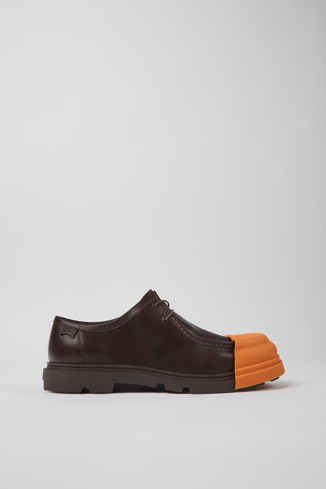 Side view of Junction Dark brown leather shoes for men