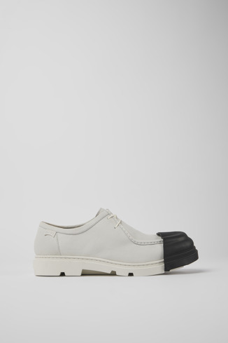Side view of Junction White non-dyed leather shoes for men