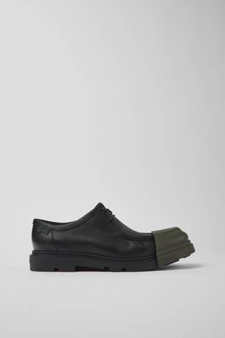 Side view of Junction Black responsibly raised leather shoes for men