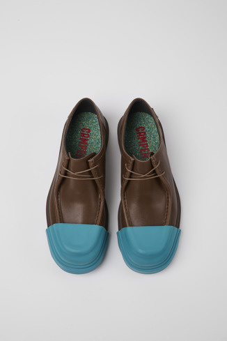 Overhead view of Junction Brown responsibly raised leather shoes for men