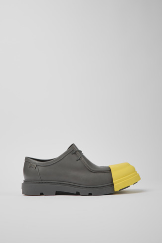 Side view of Junction Gray responsibly raised leather shoes for men