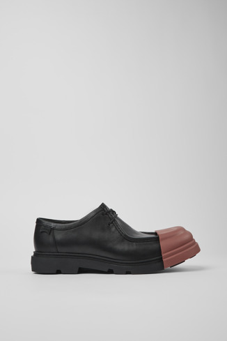 Side view of Junction Black Leather Wallabee for Men