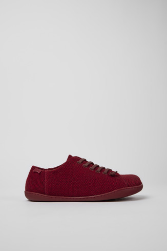 Side view of Peu Burgundy wool and viscose shoes for men