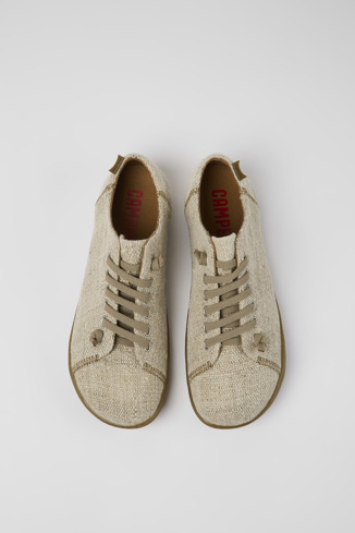 Overhead view of Peu Beige textile shoes for men