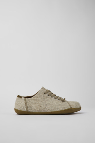 Side view of Peu Beige textile shoes for men