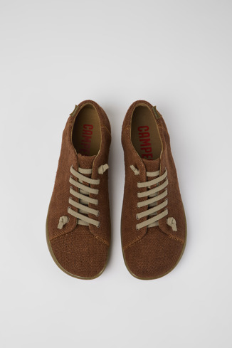 Overhead view of Peu Brown textile shoes for men